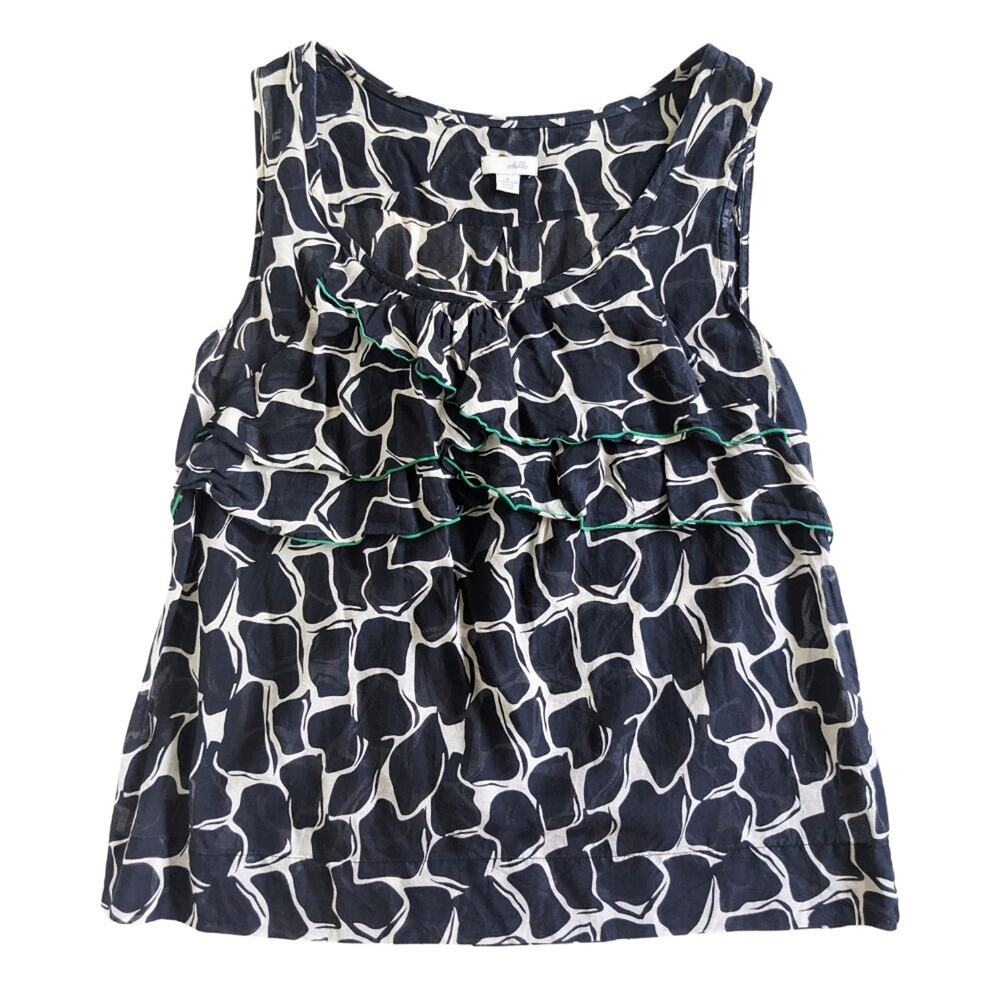 Odille Anthropologie Tiered Ruffle Front Semi Sheer Tank Top Blouse Size 0